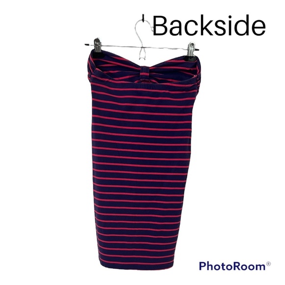 Hot pink & purple stripped strapless mini dress - medium - Picture 2 of 3